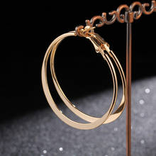 BLIJERY Rose Gold/Silver Color Flat Big Hoop Earrings for Women Round Circle Earrings Ladies Punk Jewelry Gift 2024 - buy cheap