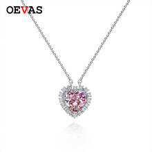 OEVAS 100% 925 Sterling Silver 12*12mm Ice Flower Cut High Carbon Diamond Pink Necklaces For Women Party Fine Jewelry Gifts 2024 - buy cheap