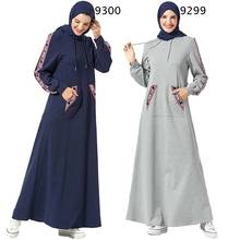 Повседневные мусульманские толстовки с принтом abaya Макси платье свободное кимоно длинные халаты Рамадан Eid Ближний Восток арабский Исламская, молитвенная одежда 2024 - купить недорого