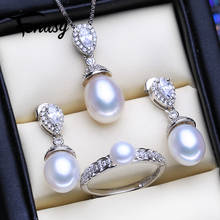 Fenasy conjunto de joias 925 pérolas naturais de água doce colar de prata esterlina para mulheres conjuntos de joias de casamento com brincos pendentes 2024 - compre barato