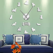 Relógio de parede gigante west highland white terrier, faça você mesmo, arte de parede com efeito espelhado, arylic, cachorro, amor 2024 - compre barato