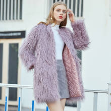 Mongolia Sheep Fur Women Mid-length Coat Warm Faux Fur Plus Size Plush Coats Female Jacket Fur Autumn Winter furry Outerwear 2024 - buy cheap