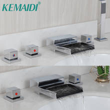KEMAIDI Bathroom Waterfall Shower Faucet Set Bathtub Shower Faucets 3 Handheld Tub Mixer Taps Chrome Finish Set Deck Mounted 2024 - buy cheap