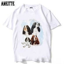 Cool Fashion Men Short Sleeve English Springer Spaniel Medley Dog Print T-Shirt Funny Dogs Design Boy Casual Tops Man White Tees 2024 - buy cheap