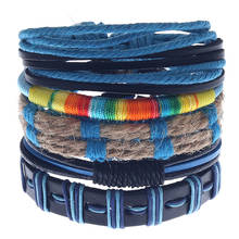 Men's Leather Bracelet Set Men's Multilayer Wrap Woven Leather Bracelet Adjustable 39 Style Choices 2024 - buy cheap
