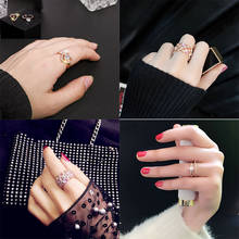 2019 корейские модные свадебные кольца с открытым кристаллом для женщин, обручальное женское кольцо, регулируемое кольцо на палец, ювелирные изделия anillos mujer 2024 - купить недорого