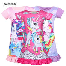 Ночная рубашка для маленьких принцесс, Детская летняя пижама в виде единорога для девочек, ночная рубашка, летняя детская ночная рубашка для девочек 2024 - купить недорого