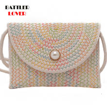 Women Weave Woven Crossbody Bag New Summer Fashion 2020 Designer Pearl Shoulder Bags Cute Travel Beach Bag Handbags Totes 2024 - buy cheap