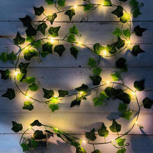 2m 3m 4m 10m Verde Da Videira Da Folha Artificial Ivy Vine Lâmpada Luz Cordas para Festa de Natal de Casamento Ano Novo Garland Decor 2024 - compre barato