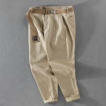 Suehaiwe Бренд хлопковые брюки мужские повседневные эластичные укороченные брюки для мужчин, Модная и удобная мужская одежда spodnie 2024 - купить недорого