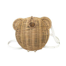 Casual Handmade Rattan Woven Bag Women Cute Bear Shoulder Bags Fashion Straw Bag Female Summer Beach Bag Ladies Handbag Purses 2024 - buy cheap