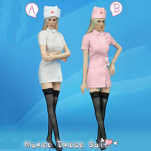 Pink/White 1/6 Nurse Dress Female Soldier Accessory Suit Hat Sexy Underwear Long Stockings Model For 12'' Action Figure Body 2024 - buy cheap