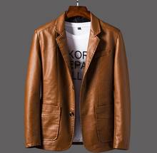 Jaquetas de couro masculinas, casacos de couro para homens primavera outono, nova remessa, blazer masculino casual fino, jaqueta plus size 6xl 2024 - compre barato
