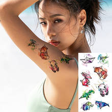 À prova dwaterproof água temporária tatoo adesivo bonito origami animal panda coelho dinossauro barco transferência de água falso flash tatto para homens 2024 - compre barato