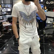 Top Quality Summer Men's T-Shirt Lightweight Breathable Hot Drilling Brand Korean Version Loose Design Short Sleeves 2024 - buy cheap