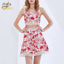 Conjunto de dos piezas formado por camiseta y minifalda, para vacaciones y playa, con estampado Floral 2024 - compra barato