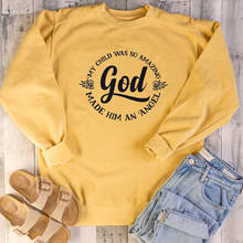 Meu filho era tão incrível deus fez-lhe um anjo slogan moletom moda feminina puro algodão casual jovem hipster tumblr pullovers 2024 - compre barato
