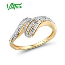 VISTOSO Genuine 14K 585 Yellow Gold Ring For Women Sparkling Diamonds Curved Ring Unique Engagement Anniversary Fine Jewelry 2024 - buy cheap