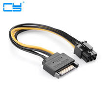 SATA 15 Pin Male M to PCI-e pcie pci-Express pci express Card 6 Pin Female видеокарта кабель питания 15 см 2024 - купить недорого