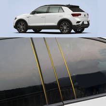 Автомобильным бортовым компьютером Материал столб крышка обшивки двери окна черный рояль литья Стикеры пластина 6 шт. для Volkswagen VW TROC T-ROC 2018-2022 2024 - купить недорого