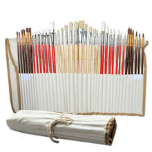 38 pcs/set Paint Brushes with Canvas Bag Case Long Wooden Handle Synthetic Hair Oil Acrylic Watercolor Painting Art Supplies 2024 - buy cheap