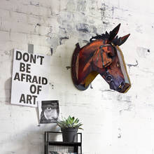 Artesanía de madera 3D para colgar en la pared, decoración artística para el hogar, Animal, ciervo, alce, unicornio, cabeza de caballo, MDF 2024 - compra barato