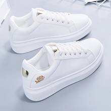 Tênis esportivo feminino, sapato casual branco pequeno com cadarço, calçado de caminhada, para prática de skate, couro, 2021 2024 - compre barato