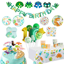 Kids Happy Birthday Decoration Boy Girl Birthday Balloon Banner Tableware Dinosaur Theme Birthday Party Baby Shower Supplies 2024 - buy cheap