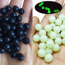 100-pieces 3mm-12mm Soft Fishing Beads Stopper Black/Glow Round Rubber Fishing Lures Rig Accessories pesca Carp Tackle 2024 - buy cheap