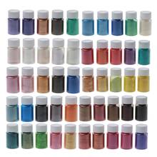 Pigmentos de mica brilhante, kit de pó de resina epóxi 50 cores, tinta para maquiagem, bomba de banho, sabão, vela, kit de pigmento em pó 2024 - compre barato