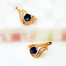 Pendientes de circonia cúbica azul real para mujer, joyería de lujo, Color oro rosa 2021, 585 2024 - compra barato