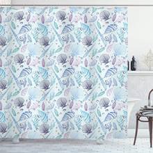 Nautical Shower Curtain Various Sea Shell Pattern Underwater Bubbles Ocean Maritime Print Bathroom Decor Set with Hooks 70" Long 2024 - buy cheap