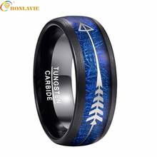 New Fashion 8mm Blue Imitation Vermiculite Men Tungsten Steel Ring Arrow Knuckle Wedding Party Ring For Male Accessories 2024 - buy cheap
