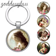 Vintage beauty Lady Retro style bady girls Round glass cabochon keychain Bag Car key chain Ring Holder Charms keychains for gift 2024 - buy cheap