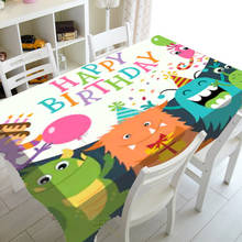 Cute Happy Birthday Tablecloth for Monster Birthday Party Decor Funny Kids Monsters Birthday Table Cover for Rectangle Tables 2024 - buy cheap