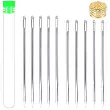 LMDZ 10 pcs 2 Sizes Professional Leather Large-Eye Stitching Needles in Clear Storage Tube with Sewing Thimble Accessories 2024 - buy cheap