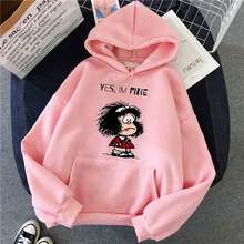 Sunowe outono inverno feminino hoodies dos desenhos animados paz mafalda ou quiero café impresso camisolas de tamanho grande hip hop hoodies topos 2024 - compre barato