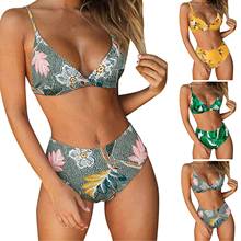 Bikini con estampado para mujer, conjunto de Bikini de realce, traje de baño acolchado de banda, bañador brasileño, ropa de playa para mujer 2021 2024 - compra barato
