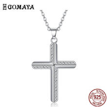 GOMAYA 925 Sterling Silver Pendant Necklace Fashion Set Diamond Boutique Jewelry Simple Crucifix Necklace Fine Gift Trend 2021 2024 - buy cheap