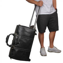 Luufan Men's Genuine Leather Luggage Bag With Wheel Women Big Capacity Male Travel Trolley Case Handbag Cowhide Weekend Bag 2024 - buy cheap