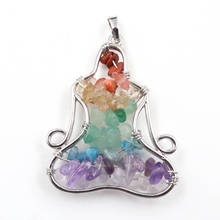 Silver Plated Wire Wrap Yoga Buddha Meditation Pendant Healing Chakra Colorful Stone Religious Jewelry 2024 - buy cheap