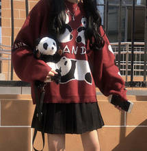 Winter women's sweater college sweet style panda pattern O-neck long-sleeved warm Japan style cute series knitted women sweater 2024 - buy cheap