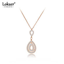 Lokaer Titanium Stainless Steel Water Drop CZ Crystal Charm Pendant Necklaces Trendy Rose Gold Choker Necklace For Women N20120 2024 - buy cheap