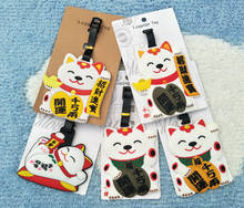 Lucky Cat-etiqueta de equipaje estilo Anime, colgante de PVC, etiqueta de viaje portátil, Dirección de maleta, soporte de equipaje, etiquetas, regalos 2024 - compra barato