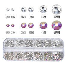 Hot 12 Grids Colorful Crystal Nail Art Rhinestones Acrylic Nail Stones Beads Studs Flat Back Shiny Tips 3D Nails Art Decorations 2024 - buy cheap