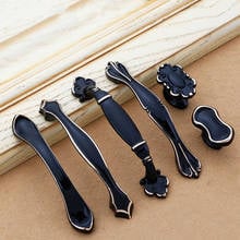 Modern European black gold door handle 96mm 128mm drawer  knobs Kitchen cabinet Wardrobe furniture decoration hardware 2024 - buy cheap