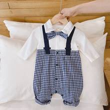 Spring Newborn Baby Clothes Boys Plaid Jumpsuits Clothing Infant Bodysuits with Ties 2024 - buy cheap