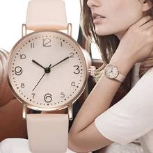 Relógio de pulso feminino dourado, relógio analógico de quartzo com pulseira de couro 2024 - compre barato
