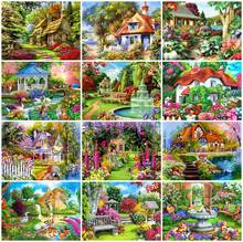 AZQSD Diamond Embroidery Garden House Mosaic Needlework Diamond Painting Summer Landscape Cross Stitch Children's Room Decor 2024 - buy cheap