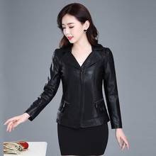 5XL Leather Coat Women New 2022 Women Leather Jacket Short Slim Motorcycle Leather Clothing Female Outerwear Black 2024 - buy cheap